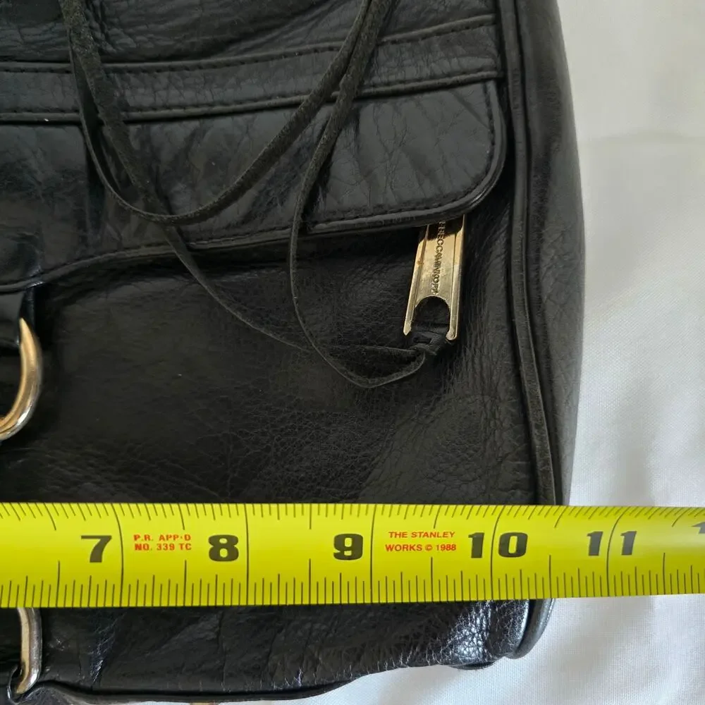 Rebecca Minkoff Black Leather Chain-Link Crossbody Bag Studs Tassel M.A.C